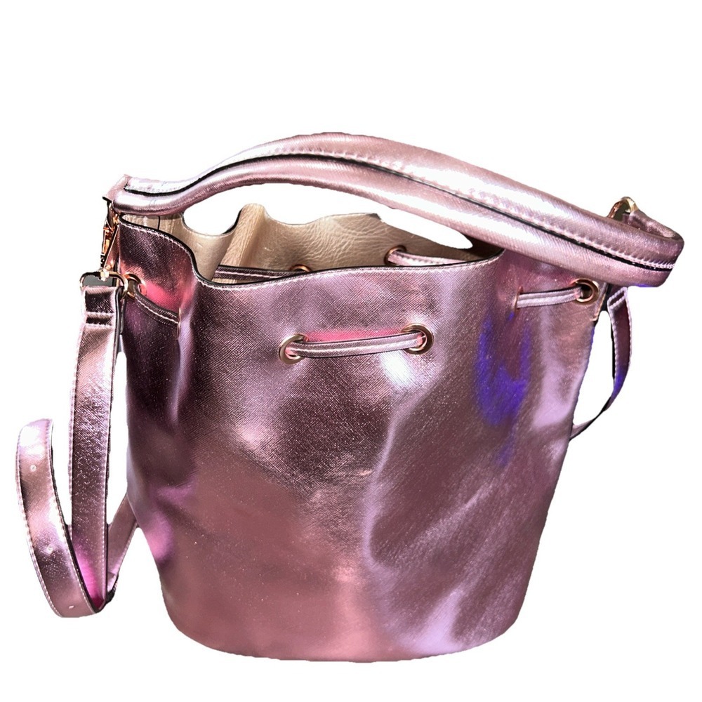 Metallic Pink‎ Drawstring Bucket Bag - Picture 5 of 10